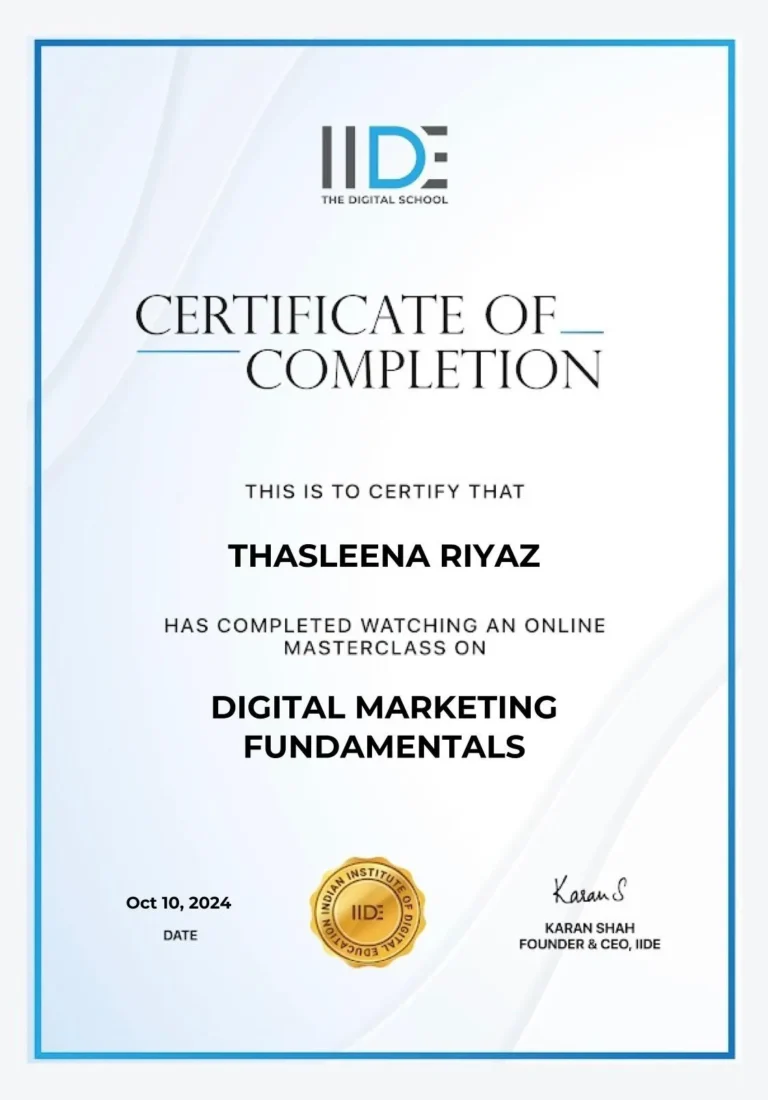 Digital Marketing Fundamentals Certificate